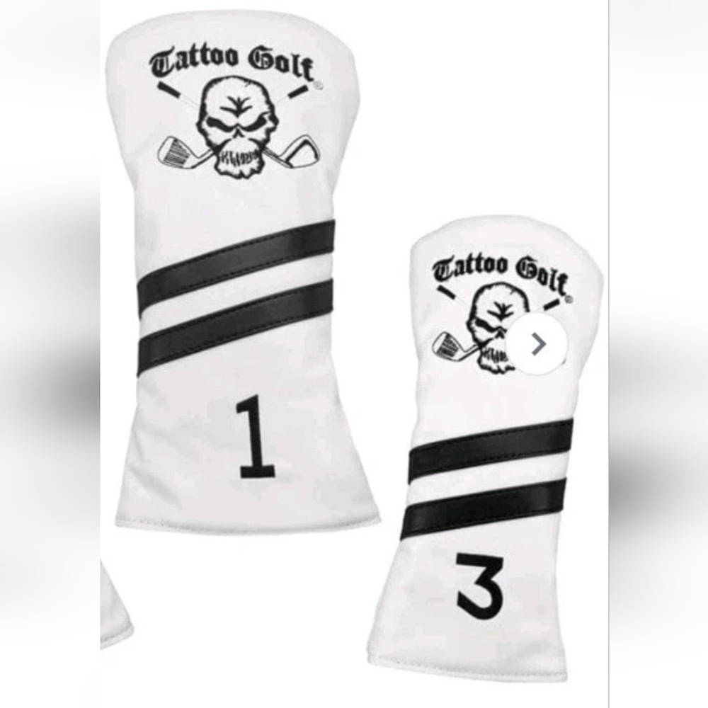 Tattoo Golf White Vintage Headcover Golf Club Covers 1 3 Driver Embroidered Whit